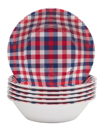 Certified International Patriotic Plaid Melamine All Purpose Bowls (set Of 6)