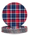 Certified International Patriotic Plaid Melamine Salad Plate, Set Of 6