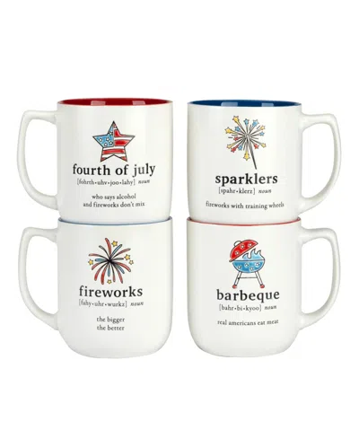 Certified International Patriotic Words Set Of 4 Mugs In Miscellaneous
