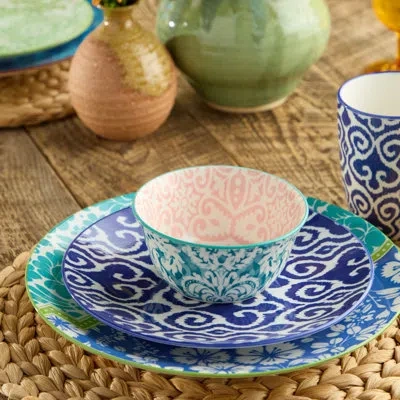 Certified International Pavillion Porcelain All Purpose Bowl Set Of 6, 4.75-inch Vibrant Patterned Bowls With Global Tile Mo In Multicolored
