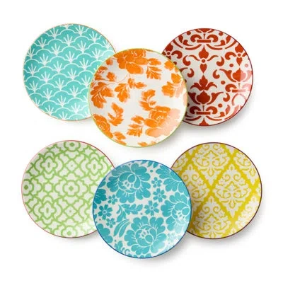Certified International Pavillion Set Of 6 Canape Plates In Multi