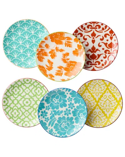 Certified International Pavillion Set Of 6 Canape Plates In Multi