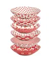Certified International Peppermint Candy 40 oz Soup Bowls Set Of 6, Service For 6 In Red