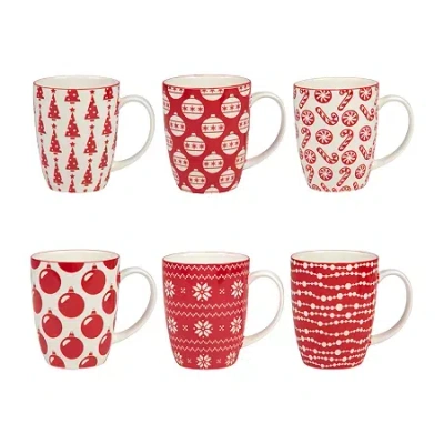 Certified International Peppermint Candy 6-pc. Coffee Mug In Red