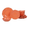 Certified International Melamine Perlette Coral 12pc Dinnerware Set In Red