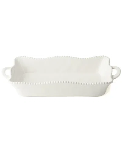 Certified International Perlette Cream Medium Rectangular Baker In White