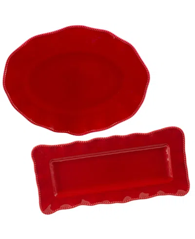 CERTIFIED INTERNATIONAL PERLETTE RED 2-PC. PLATTER SET