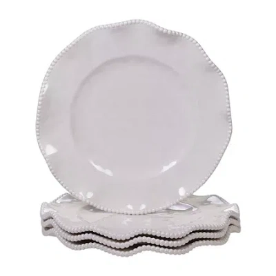 Certified International Perlette Red 4-pc. Melamine Dinner Plate In White