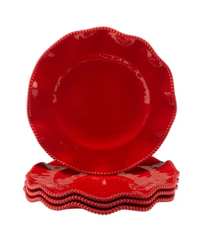 Certified International Perlette Red Dinner Plates, Set Of 4 In Micscellaneous
