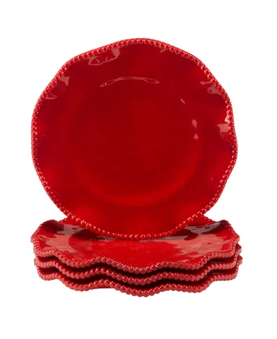 CERTIFIED INTERNATIONAL PERLETTE RED SALAD PLATES, SET OF 4