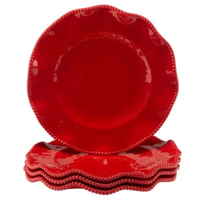 Certified International Perlette Red Set Of 4 Dinner Plate 11"