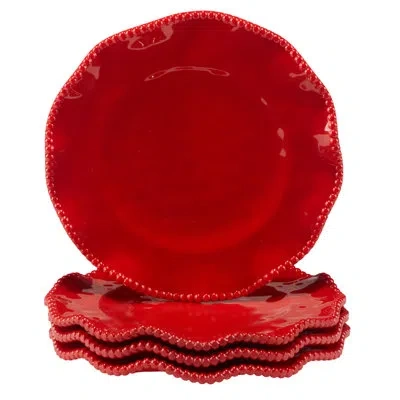 Certified International Perlette Red Set Of 4 Salad Plate 9"