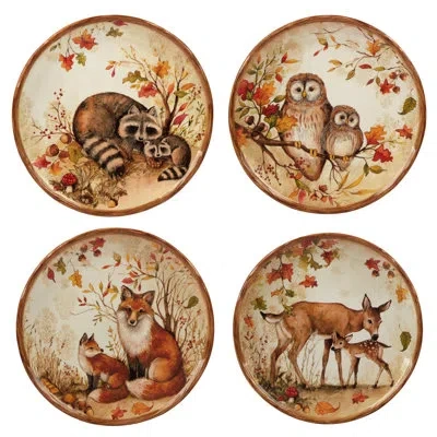 Certified International Pine Forest 16pc Dinnerware Set In Brown;white;green;orange