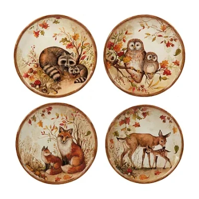 Certified International Pine Forest 4-pc. Earthenware Salad Plate In Brown