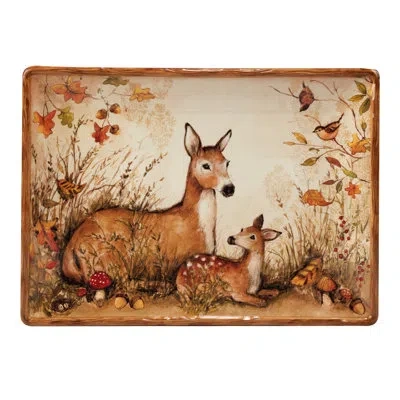 Certified International Pine Forest Rectangular Platter In Multicolored