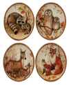 Certified International Pine Forest Set Of 4 Canape Plate In Multicolor