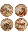 Certified International Pine Forest 4-pc. Earthenware Dinner Plate In Brown
