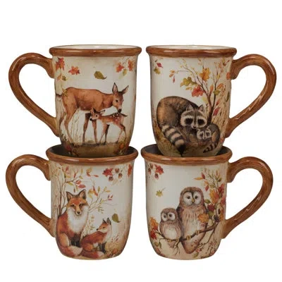 Certified International Pine Forest Set Of 4 Mug In Multicolored