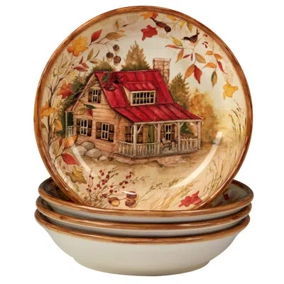 Certified International Pine Forest Set Of 4 Soup Bowl In Multicolored