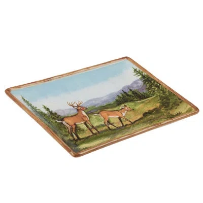 Certified International Platter In Blue;brown;white;green