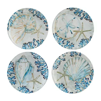 Certified International Playa Shells 4-pc. Earthenware Salad Plate In Blue