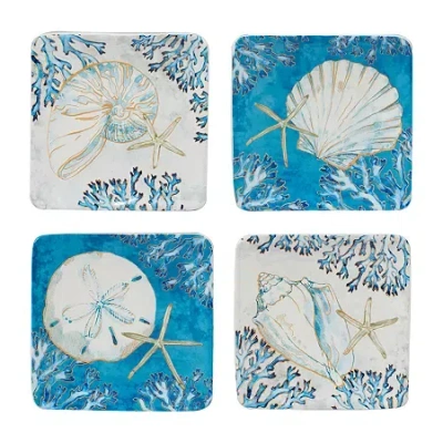 Certified International Playa Shells 4pc. Earthenware Appetizer Plate In Multi