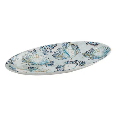 Certified International Playa Shells Fish Platter In Blue;black;white