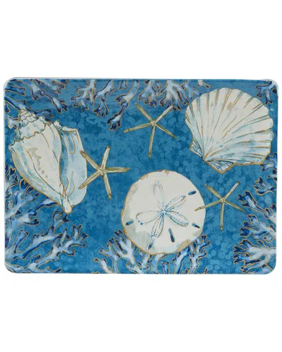 Certified International Playa Shells Rectangular Platter In Blue