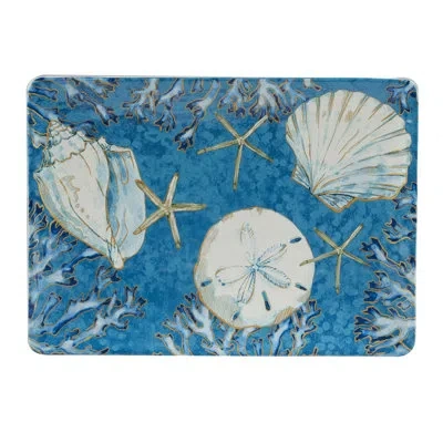 Certified International Playa Shells Rectangular Platter In Blue