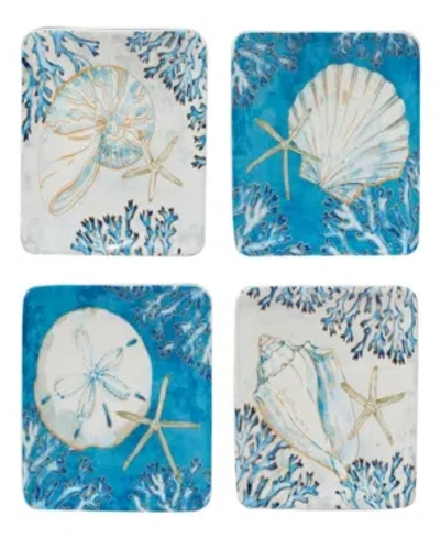 CERTIFIED INTERNATIONAL PLAYA SHELLS SET OF 4 CANAPE PLATES