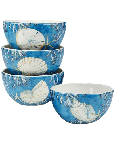 Certified International Playa Shells Set Of 4 Ice Cream Bowl In Blue
