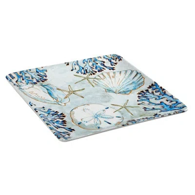 Certified International Playa Shells Square Platter In Blue;black;white