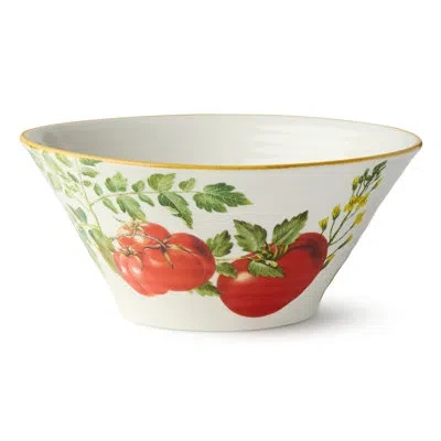 Certified International Pomodoro 11-inch Deep Bowl – 106 oz Large Stoneware Serving Bowl With Vibrant Printed Tomato Design  In White;green;red