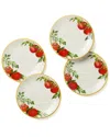 Certified International Pomodoro Set Of 4 Canape Plates In Red