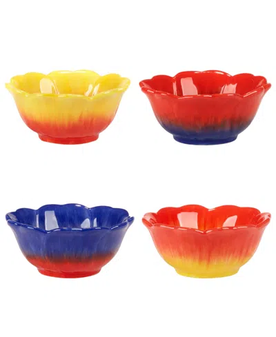Certified International Poppy 3-d Flower Set Of 4 Ice Cream Bowls In Miscellaneous