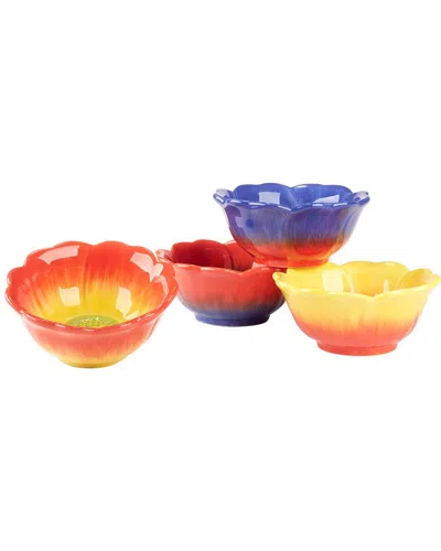 Certified International Poppy 3d Flower Ice Cream Bowls In Multi