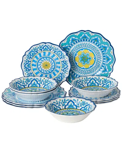 Certified International Porto Melamine 12pc Dinnerware Set In Blue