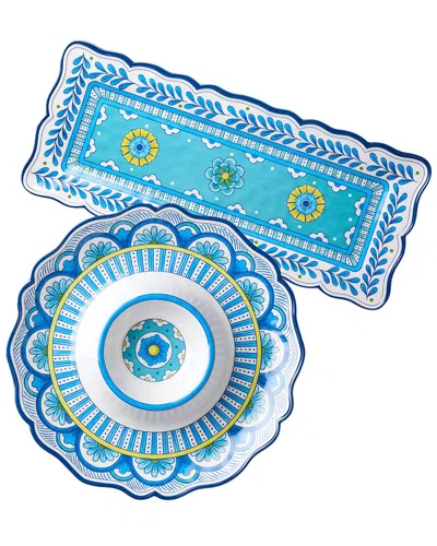 Certified International Porto Melamine 2pc Appetizer Set In Multi