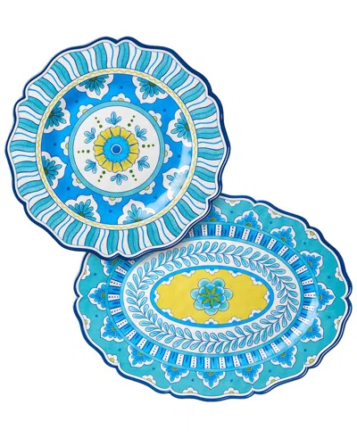 Certified International Porto Melamine 2pc Platter Set In Blue