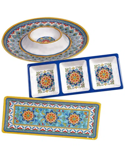 Certified International Portofino Melamine 3-pc. Hostess Set In Multicolored