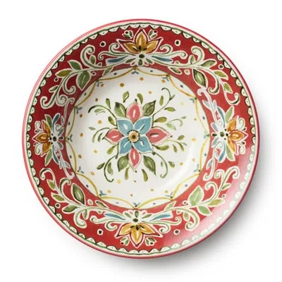 Certified International Provence 13" Ceramic Serving Bowl – 104 oz Large Vintage French Country Style Bowl For Salad, Pasta, In White;green;red;beige;orange