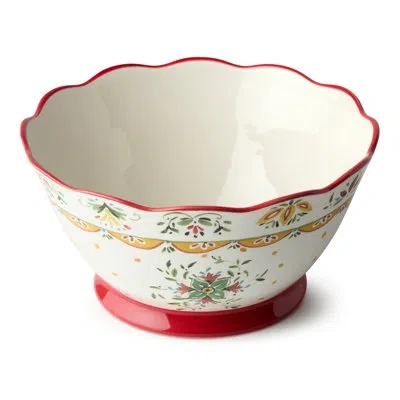 Certified International Provence 132 oz Deep Ceramic Serving Bowl – 10.5" X 5.5" Round Bowl For Pasta, Salad, Or Fruit – Vin In White;green;red;beige;orange