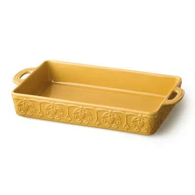 Certified International Provence 16in X 10.25in Stoneware Rectangular Baker – 3in Deep 150‑oz French Country Casserole Dish  In Gold