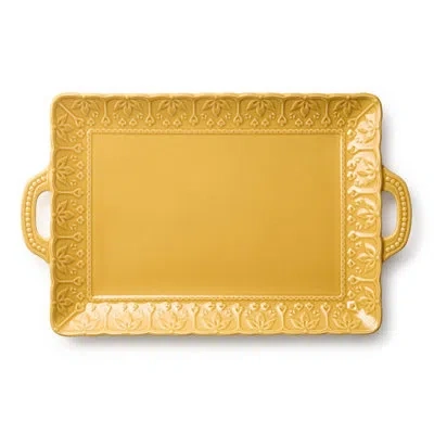 Certified International Provence 20-inch Embossed Rectangular Stoneware Platter With Handles – Old World French Country Styl In Gold