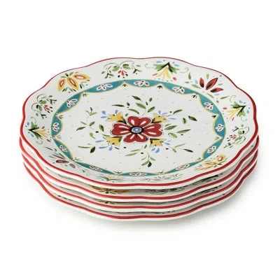 Certified International Provence 9" Salad Plates Set Of 4 – Assorted French Country Designs – Durable Ceramic Plates With Pr In White;green;red;beige;orange