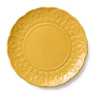 Certified International Provence Embossed Charger Plate 13 Inch – Mustard Yellow Stoneware Charger – Elegant Textured Plate  In Gold