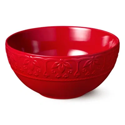 Certified International Provence Embossed Deep Bowl 10.5" – Extra-large 158 oz Vintage French Country Style Stoneware Bowl – In Red