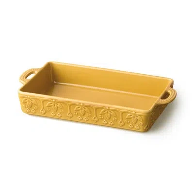 Certified International Provence Stoneware Rectangular Baker – 3in Deep 150‑oz French Country Casserole Dish With Rustic Emb In Gold