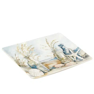 Certified International Rectangular Platter In Blue;brown;beige