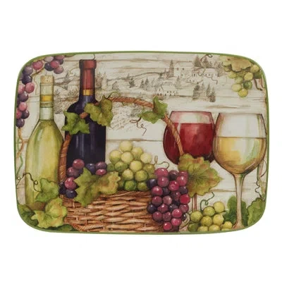 Certified International Rectangular Platter In Green;red;purple
